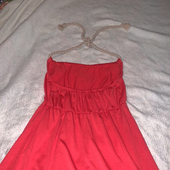 Like new unique rope tie halter dress with ruffle bodice - Picture 3 of 7